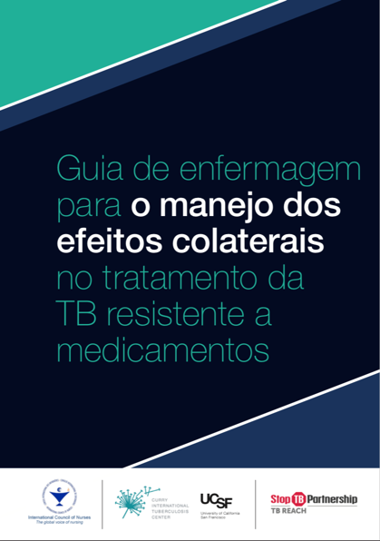 Portuguese cover of Guia de enfermagem para o manejo dos efeitos colaterais no tratamento da TB resistente a medicamentos